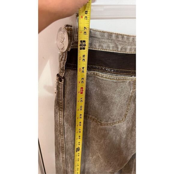 Guess Cameo Custom Made Jeans Brown tone with Leather Trim SZ 6 - Picture 11 of 16
